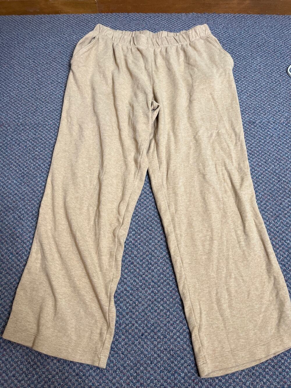 Land's End Tan Cropped Elastic Pull on  Sweatpant Medium Tall